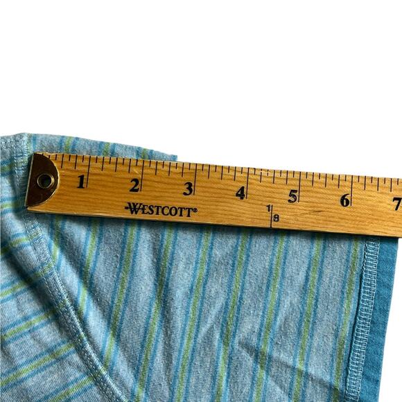 Sonoma Striped Mid Weight Short Sleeve Sleep Tee Shirt Size L Blue Gray Yellow - Picture 10 of 11